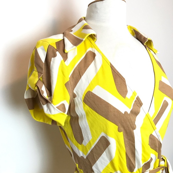 Diane Von Furstenberg Vintage Yellow Mod Wrap Top - Picture 3 of 8